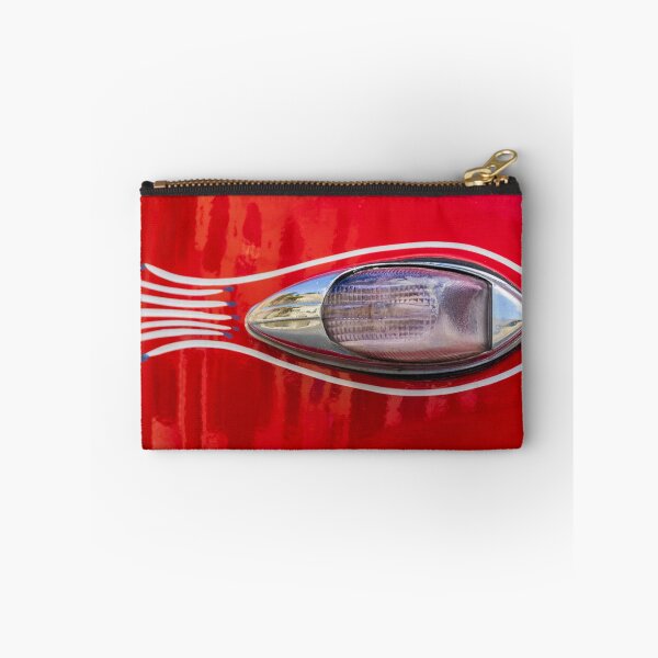 Item preview, Vintage Red Car Close-Up Showing Chrome Side Marker, Pinstripe Detail and Glossy Custom Paint designed and sold by Nmallia.