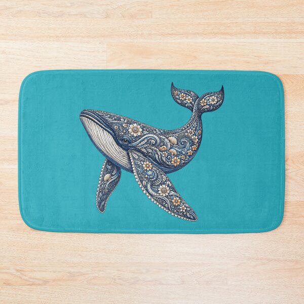 Item preview, Floral Whale Ocean Illustration designed and sold by Zaru Zentangle Studio.
