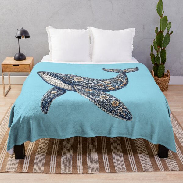 Item preview, Floral Whale Ocean Illustration designed and sold by Zaru Zentangle Studio.