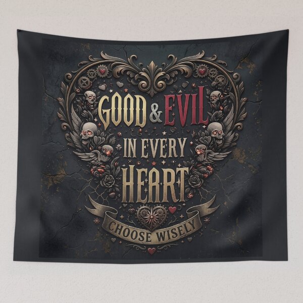 Item preview, Good Evil Heart Skulls Gears designed and sold by Voodoo Store Paranormal Collections.
