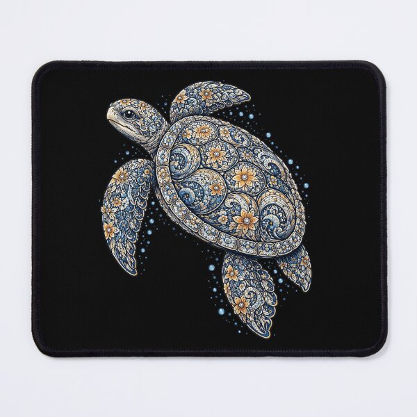 Item preview, Floral Sea Turtle Ocean Illustration designed and sold by Zaru Zentangle Studio.