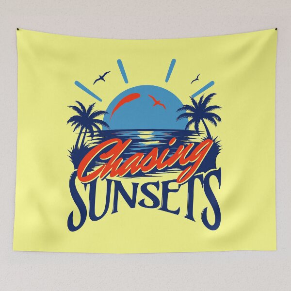 Item preview, Chasing Sunsets Traditional Blue Orange Retro Family Cruise Design designed and sold by illeN-Art-World.