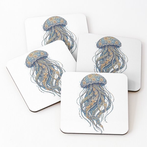 Item preview, Floral Jellyfish Ocean Illustration designed and sold by Zaru Zentangle Studio.
