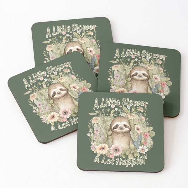 Item preview, A Little Slower A Lot Happier Cute Sloth Cottagecore Nature Lover Design designed and sold by Sachie's Studio.