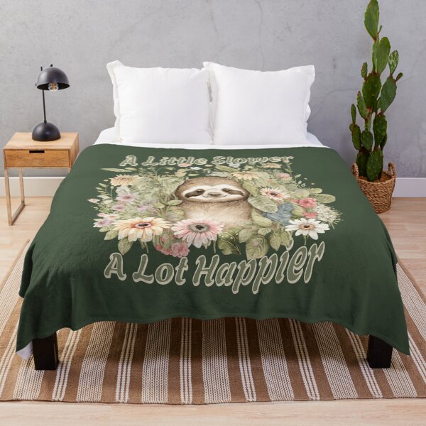 Item preview, A Little Slower A Lot Happier Cute Sloth Cottagecore Nature Lover Design designed and sold by Sachie's Studio.