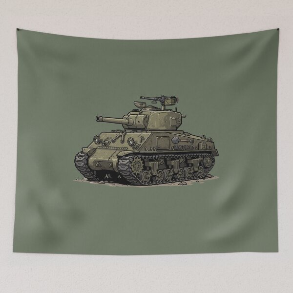 Item preview, Sherman tank – cartoon illustration designed and sold by IDGY_de.