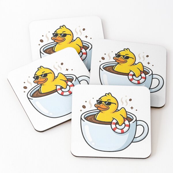 Artikelvorschau, Kaffeeente – Selbstbewusste Ente in der Tasse mit Rettungsring-Aufkleber entworfen und verkauft von WowDezign.