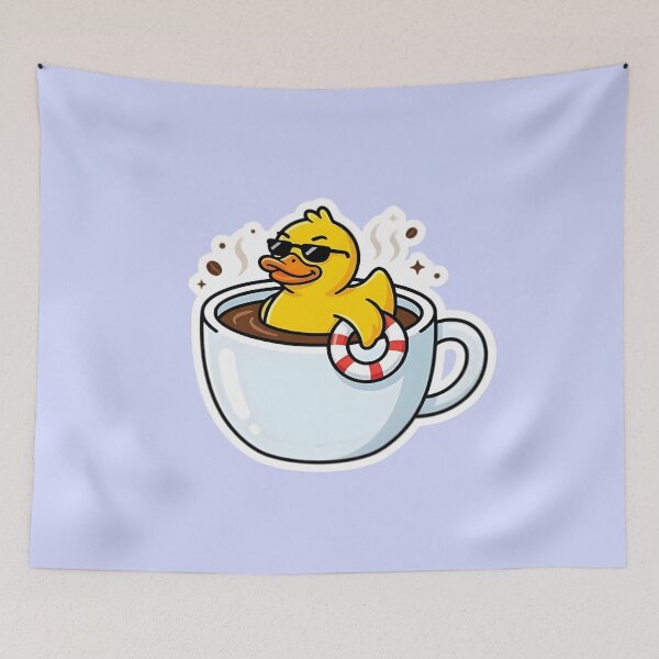 Item preview, Coffee Duck - Confident Duck in Mug with Lifebuoy Sticker designed and sold by WowDezign.
