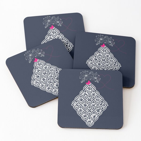 Item preview,  Geometric Lace Diamond Navy Blue with Flowers and Butterfly designed and sold by Macramellennias.