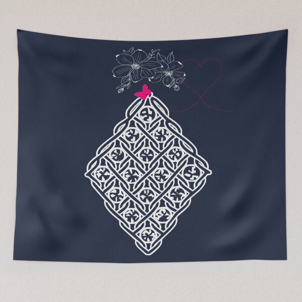 Item preview,  Geometric Lace Diamond Navy Blue with Flowers and Butterfly designed and sold by Macramellennias.