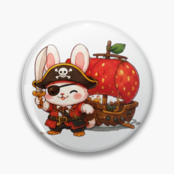 Item preview, Cute Pirate Bunny with Strawberry Ship designed and sold by DailyDoodlesBySumbul.