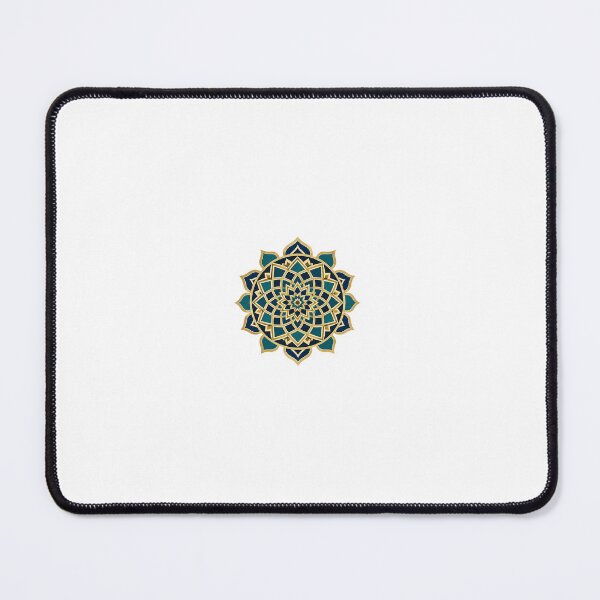 Item preview, Boho Mandala Mouse Pad – Teal Gold Sacred Geometry Flower Desk Accessory Design designed and sold by beweve6.