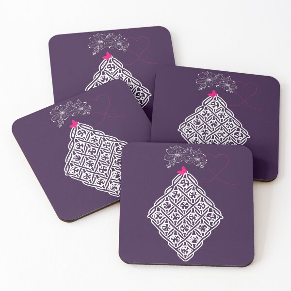 Item preview, Geometric Lace Diamond Deep Plum with Flowers and Butterfly designed and sold by Macramellennias.