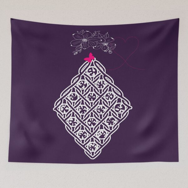 Item preview, Geometric Lace Diamond Deep Plum with Flowers and Butterfly designed and sold by Macramellennias.