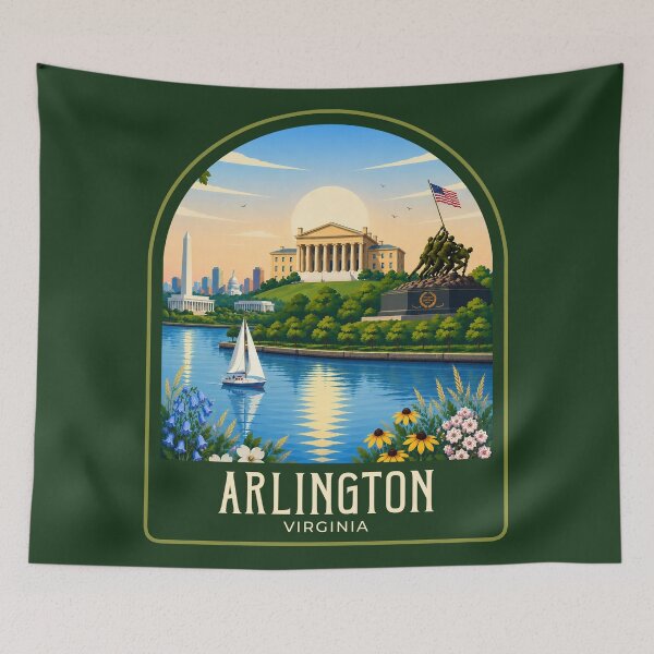 Item preview, Arlington Vintage Travel Illustration designed and sold by HomeLivingCo.