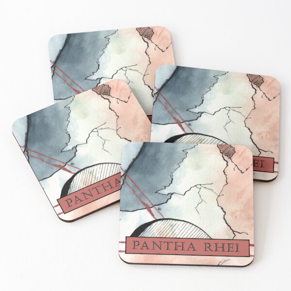 Item preview, Abstract Panta Rhei Watercolor II - Modern Indigo Blush Ink Art designed and sold by WaterColorCats1.