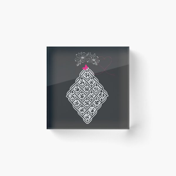 Item preview, Geometric Lace Diamond with Flowers and Butterfly Charcoal  Gray designed and sold by Macramellennias.