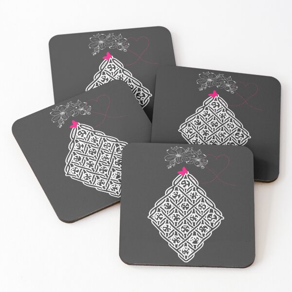 Item preview, Geometric Lace Diamond with Flowers and Butterfly Charcoal  Gray designed and sold by Macramellennias.