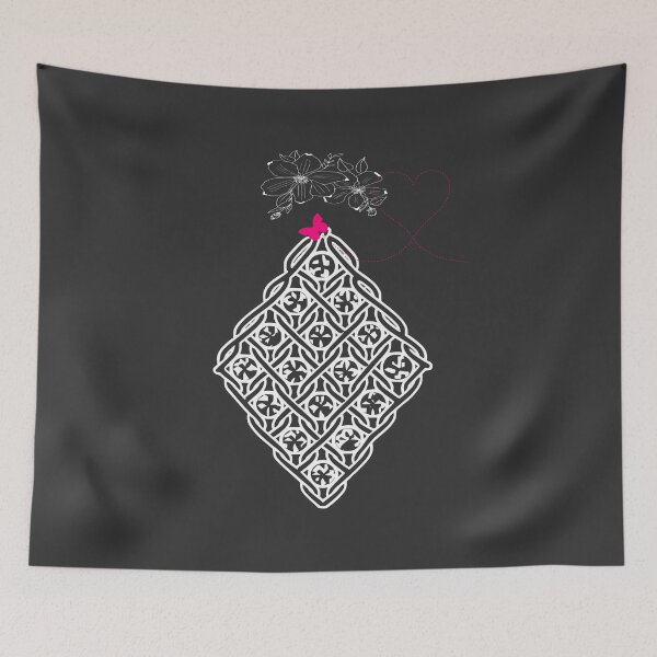 Item preview, Geometric Lace Diamond with Flowers and Butterfly Charcoal  Gray designed and sold by Macramellennias.