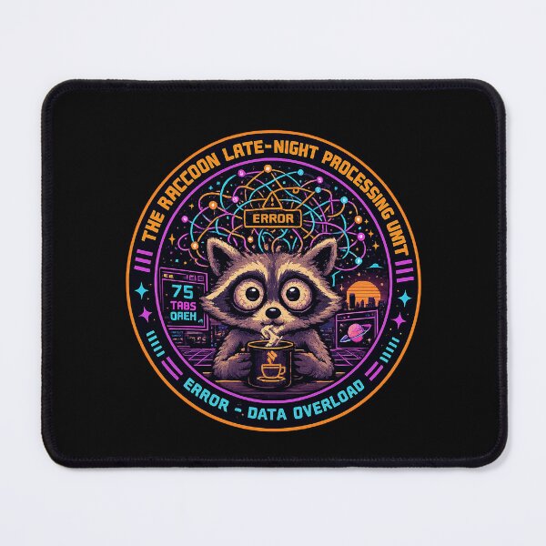 Item preview, The Raccoon Late Night Processing Unit Retro Scientific Badge designed and sold by Salwastore.