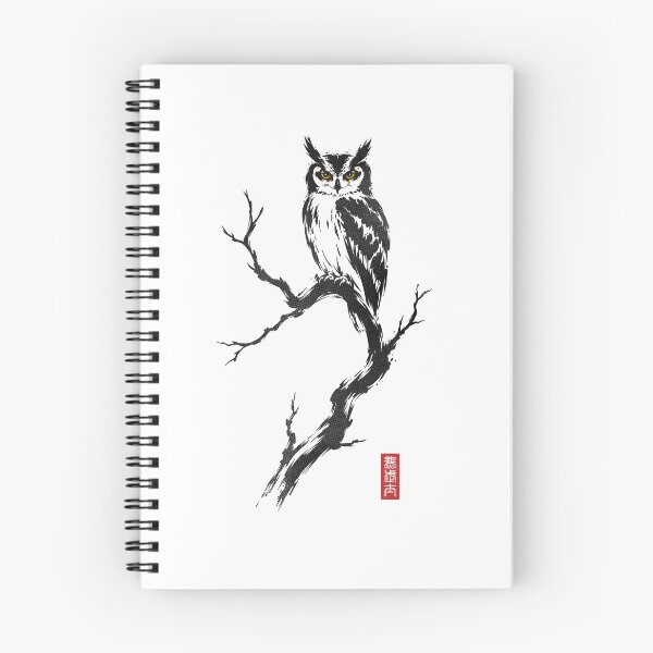 Item preview, Japanese owl in ink – Minimalist sumi-e art designed and sold by Kumabushi.