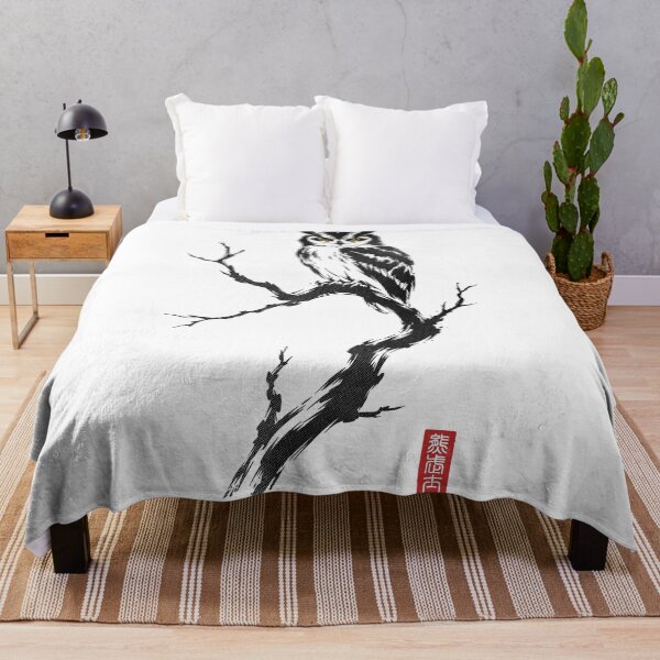Item preview, Japanese owl in ink – Minimalist sumi-e art designed and sold by Kumabushi.