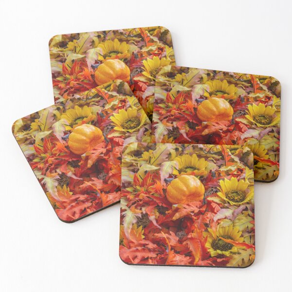 Item preview, Autumn Harvest Decoration With Pumpkins, Sunflowers and Colorful Fall Leaves for Seasonal Display designed and sold by Nmallia.