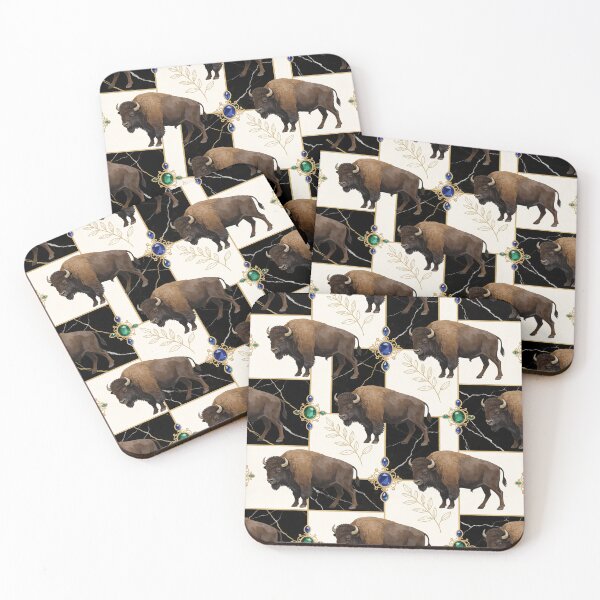 Item preview, Luxury Buffalo Seamless Pattern | Black Marble & Gold Botanical Design designed and sold by fricostyle.