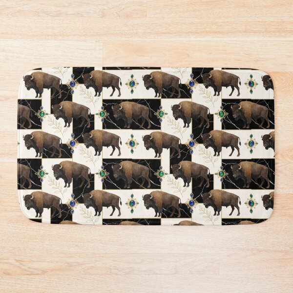 Item preview, Luxury Buffalo Seamless Pattern | Black Marble & Gold Botanical Design designed and sold by fricostyle.