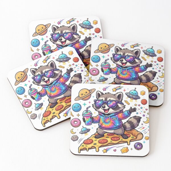 Item preview, Space Raccoon - Pizza Surfing Galaxy Hoodie Sticker designed and sold by WowDezign.