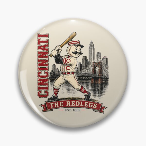 Item preview, Cincinnati Redlegs Vintage Baseball,  Retro 1869 Mr. Redlegs Skyline Graphic Tee designed and sold by GhostDawgs.