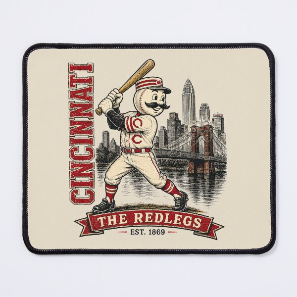 Item preview, Cincinnati Redlegs Vintage Baseball, Retro 1869 Mr. Redlegs Skyline Graphic Tee designed and sold by GhostDawgs.