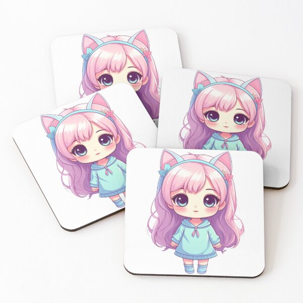 Item preview, Cute Pink Anime Cat Girl Chibi Character designed and sold by MintvexaDesign.