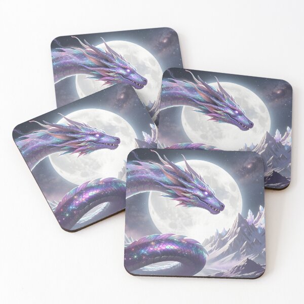 Item preview, Cosmic Crystal Dragon Under Moonlight | Fantasy Galaxy Art designed and sold by ZanyPaintbrush.