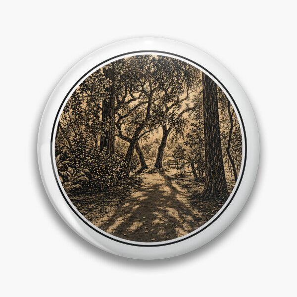 Item preview, Sunlit Garden Path Through Trees | Ink Art Nature designed and sold by Linoluca.