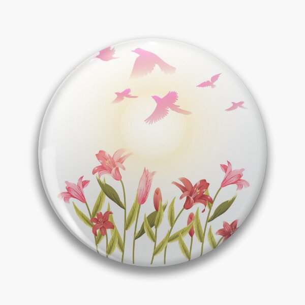 Item preview, Pink Flowers And Flying Birds. designed and sold by Dinasshop.