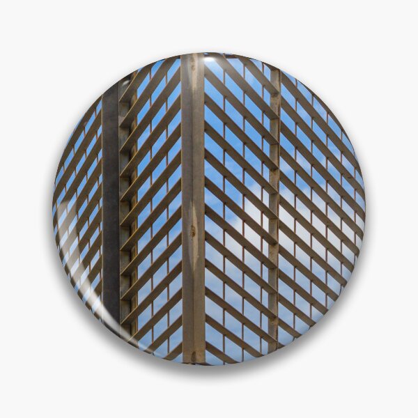 Item preview, Rusty Metal Lattice Fence Corner Against Blue Sky, Industrial Architectural Grid Pattern designed and sold by Nmallia.