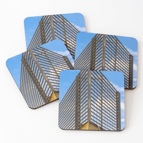 Item preview, Rusty Metal Lattice Fence Corner Against Blue Sky, Industrial Architectural Grid Pattern designed and sold by Nmallia.
