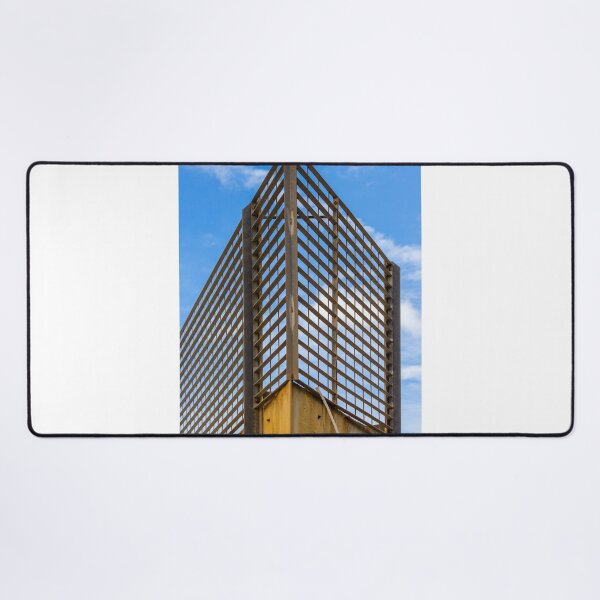 Item preview, Rusty Metal Lattice Fence Corner Against Blue Sky, Industrial Architectural Grid Pattern designed and sold by Nmallia.