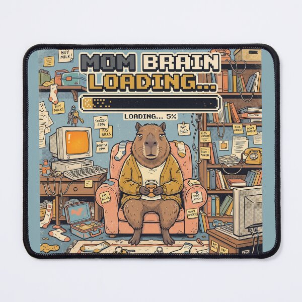Item preview, Mom Brain Loading Shirt – Funny Capybara Tired Mom Retro Tech Tee designed and sold by DmaarGroup.