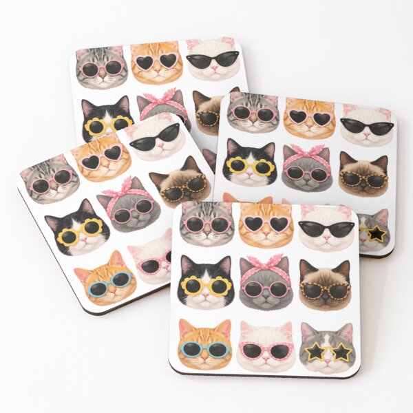 Item preview, Cute Cool Cats with Sunglasses | Funny Cat Lover Gift | Colorful Kawaii Cat Art T-Shirt designed and sold by happyshirt27.