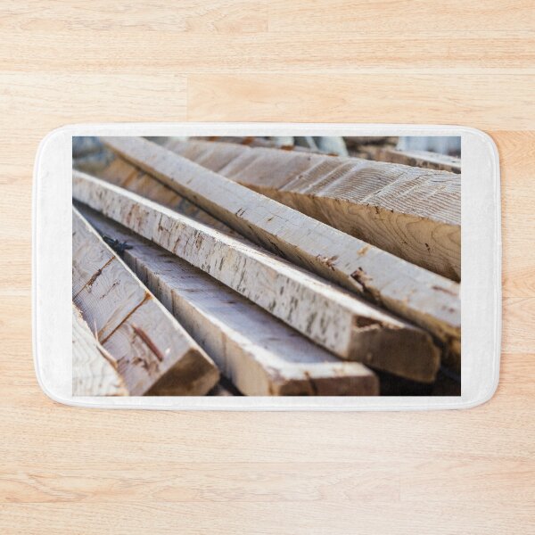 Item preview, Stacked Rough Lumber Planks And Timber Boards With Visible Grain For Construction And Carpentry designed and sold by Nmallia.