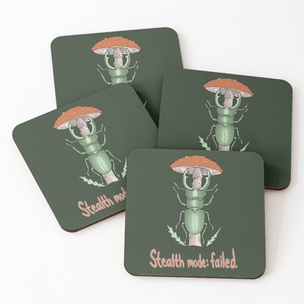Item preview, Stag Beetle and Mushroom Botanical Art - Funny Nature Stealth Mode Failed designed and sold by LeshanArt.