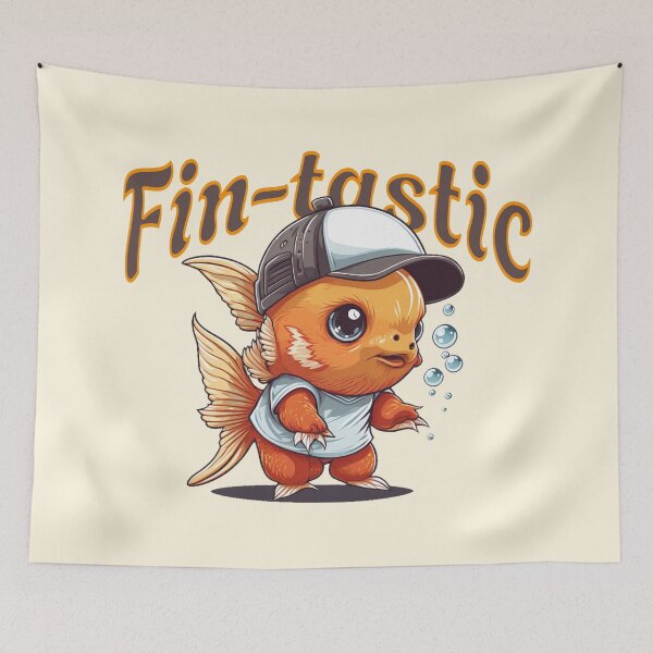 Item preview, Fin-tastic Cute Goldfish Pun Cartoon Fish Design designed and sold by Sachie's Studio.