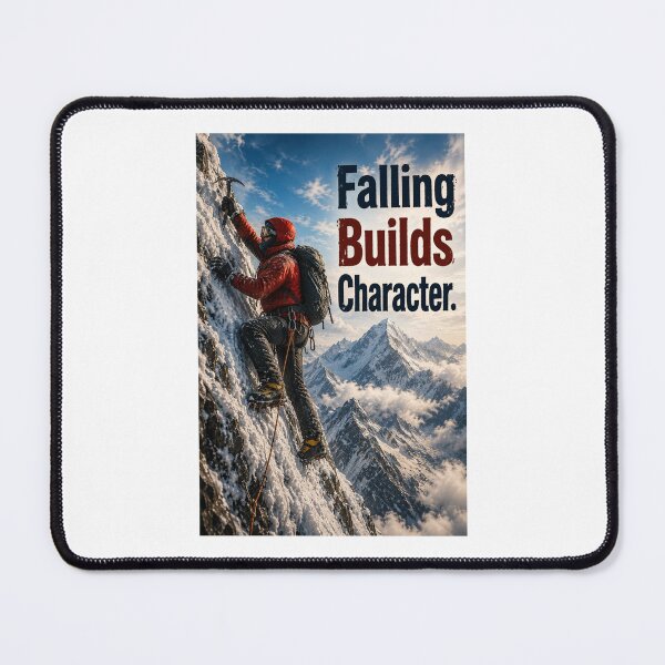 Item preview, Falling Builds Character - Mountaineer - portrait designed and sold by AcornAndPebble.