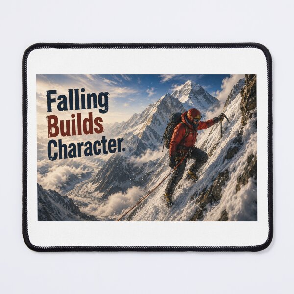 Item preview, Falling Builds Character - Mountaineer - panorama designed and sold by AcornAndPebble.