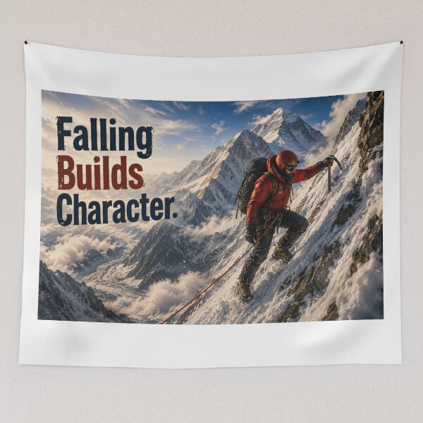 Item preview, Falling Builds Character -  Mountaineer - panorama designed and sold by AcornAndPebble.