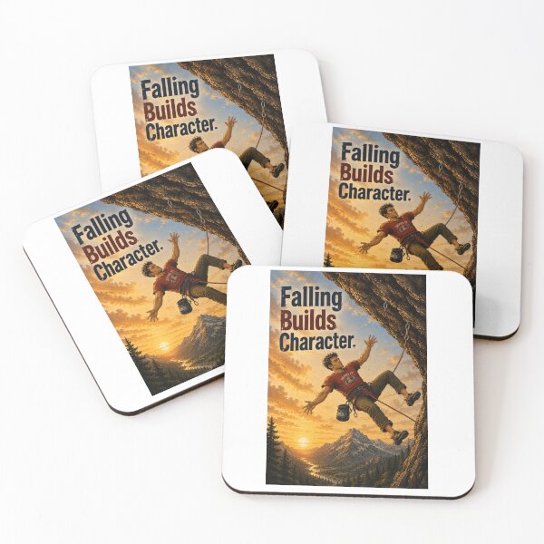 Item preview, Falling Builds Character - Rock Climber - portrait designed and sold by AcornAndPebble.