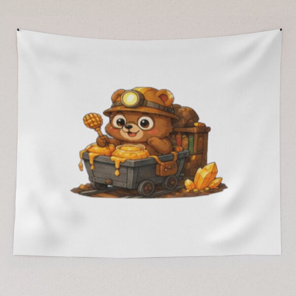 Item preview, Cute Miner Bear with Gold Cart designed and sold by DailyDoodlesBySumbul.