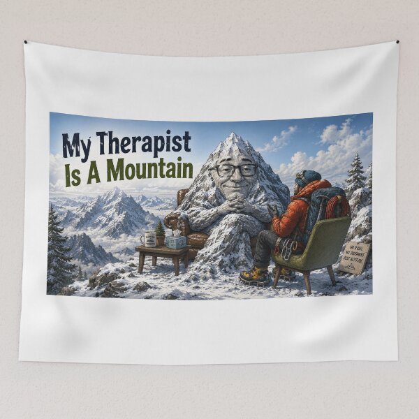 Item preview, My Therapist is a Mountain - Mountaineer - panorama designed and sold by AcornAndPebble.